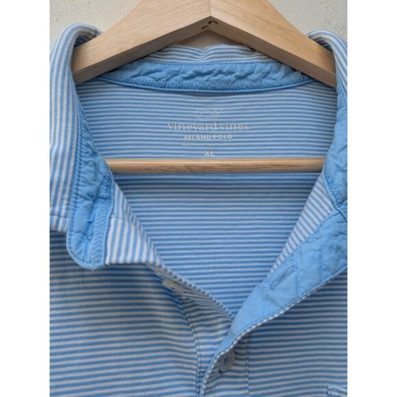 Vineyard Vines Island Men's Polo Shirt Blue Striped Pima Cotton GOLF Beach XL - Picture 3 of 10